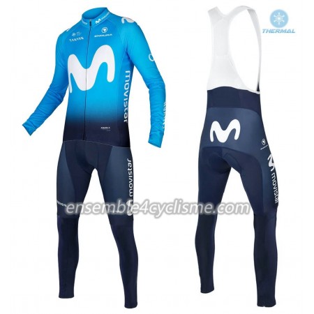 Tenue Maillot M/L + Collant à Bretelles 2018 Movistar Team Hiver Thermal Fleece N001